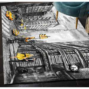 Tapis imprimé - Jaune, Gris, Couple romantique, Petit, Vue sur la rue de New York, Porte d'entrée, Londres, Entrée, Tapis en chenille - Product Image 5