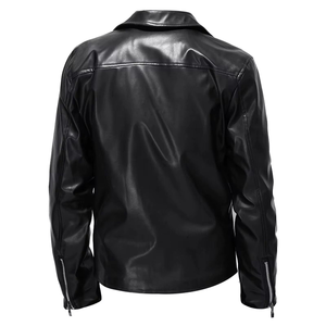 Chaqueta de Cuero de Oveja de Primera Calidad para Hombre, Corte Entallado, Moderna, con Solapa Delantera, Suave y Cálida, para Motociclistas y Carreras - Product Image 2