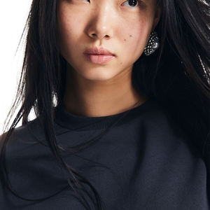 Coupe ample côtelé col rond 80% coton 20% polyester polaire côtelé poignets et ourlet femmes sweat - Product Image 3