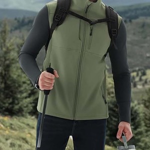 Service OEM Personnalisé – Gilet d'extérieur sans manches pour homme, léger, respirant, en toile écologique, doublé polaire, imperméable à l'avant - Product Image 2