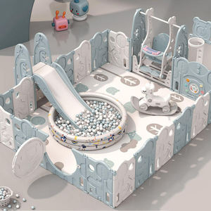 Le meilleur parc pour enfants pliable au monde, parc pour bébé en plastique, grande clôture de sécurité avec toboggan et balançoire, 1 ensemble de parc pour tout-petits en vente - Product Image 5