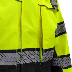High Visibility Reflective Safety <b>Winter</b> <b>Workwear</b> Canvas Breathable Men's Adjustable Jacket - Product Image 6