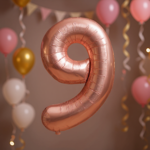 Palloncini Numero Party Love Oro Rosa N9 45cm Confezione da 12 Pezzi - Product Image 3