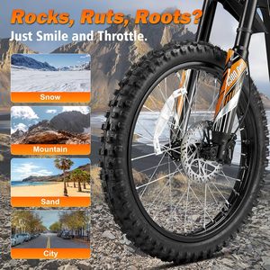 G300 Pro in alluminio elettrico Dirt Bike per adulti 12V 70Ah batteria 6500W motore 50 MPH velocità 70 miglia gamma 350 Lbs capacità di carico - Product Image 5