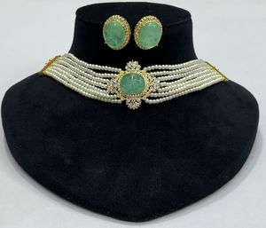 Traditional Unique Monalisa Stone With <b>Pearl</b> Brass Necklace for Ethnic Party Wear for Wedding Engagement and Anniversary - Product Image 6