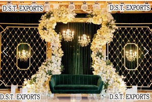 Decoración de escenario ultramoderna arcos de boda recién llegados arco de Metal de escenario para boda fondo brillante Idea vela pared y arco - Product Image 3