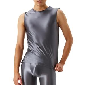 Sous-vêtement de sport pour homme, coupe ajustée, brillant, sans manches, en coton et bambou, personnalisable, tricoté, respirant, séchage rapide - Product Image 5