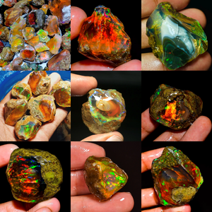 Excellent Top Multi Feu Naturel Éthiopien Opale Jouer Feu Couleur Huile Rugueux Pierres Précieuses En Vrac Faire Des Femmes Bijoux En Argent En Gros - Product Image 6