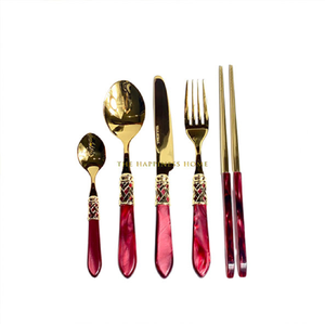 Ensemble de couverts en laiton plaqué or vintage, design minimaliste et écologique, logo personnalisé pour la maison, l'hôtel, le restaurant, le mariage, Noël - Product Image 3