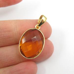 Bezel <b>Pendant</b> With <b>Bail</b> Citrine Quartz Gold Plated Vermeil Bezel <b>Pendant</b> Ready for Necklace Oval Shape <b>Pendant</b> - Product Image 3