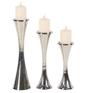 Juego de 2 Pilares de portavelas de aluminio recubierto de plata, soporte de vela elegante superventas, pilar de vela de mesa para fiesta de Navidad - Product Image 5