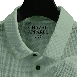 Polo de Punto Texturizado Verde Claro para Hombre, Manga Corta, Transpirable, Informal, para Golf, Suave, Ligero, Corte Regular, para Verano - Product Image 5
