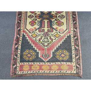 Turkish Small Eco-Friendly Patchwork Latex Backing <b>Red</b> Ombr Vintage <b>Wool</b> Rug 1.8x3.1 ft - Product Image 4