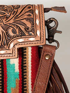 Western Aztec Tribal Pattern Crossbody Flap Purse Lightweight Single Strap Tooled Leather Lady Bohemian Summer Shoulder Bag for - Product Image 3