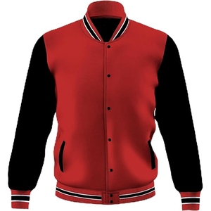 Blouson universitaire rouge et noir, style Letterman avec contraste audacieux, vêtement d'extérieur, taille et design personnalisés, prix de gros abordable - Product Image 1