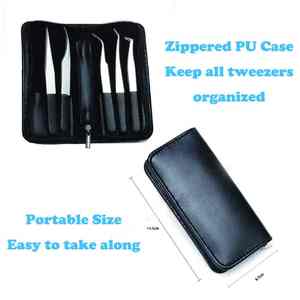 แหนบต่อขนตาสแตนเลสแบบญี่ปุ่นที่มีด้ามจับกระจกเครื่องมือยกและปลายแหลมพร้อมที่จัดระเบียบ PU - Product Image 3