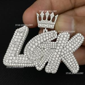 VVS Moissanite Letter Pendant, 925 Sterling Silver Iced Out VVS Moissanite Custom Pendant, Iced out VVS Moissanite Pendant - Product Image 1