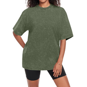 Camiseta de Mujer de Talla Grande, Holgada, 100% Algodón, Lavado Ácido Personalizado, con Estampado de Logotipo Gráfico, OEM - Product Image 3