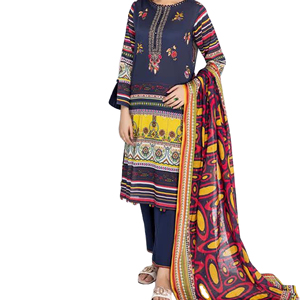 Diseñador indio paquistaní colección de verano de manga completa bordado Salwar Kameez traje cuello bordado impreso Casual fiesta - Product Image 1
