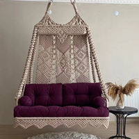 Hamac en coton macramé style bohème double balançoire pour intérieur et extérieur tissé à la main pour adultes