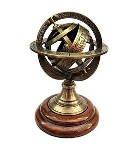 Esfera de latón de astrolabio antiguo, fabricante armilar de mesa, esfera náutica, globo, esfera marrón, globo del mundo, Base de Metal única - Product Image 1