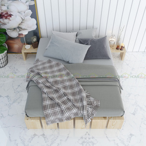 โครงเตียงไม้สไตล์มินิมอล ดีไซน์เรียบง่าย โครงสร้างไม้จริง - Product Image 1