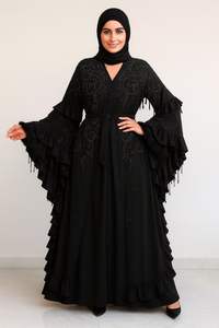 Lujo marrón bordado Abaya estilo Dubai vestido modesto transpirable antiarrugas ligero seda Hijab para mujeres musulmanas - Product Image 3