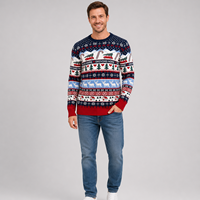 Pull de Noël moche pour homme FNJIA, motif Fair Isle, jacquard tricoté, avec rennes et voitures de Noël, idéal pour la conduite, tricot festif, personnalisable OEM