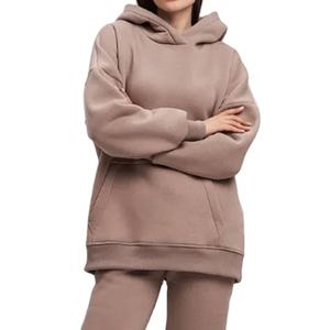 เสื้อฮู้ดฮิปฮอปผู้หญิงสำหรับฤดูหนาว สไตล์ลำลอง ปักลายโลโก้ 3 มิติ ด้านหน้า ทรงหลวม ไหล่ตก แบบสวมหัว ผ้าถัก - Product Image 2