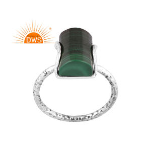 Bague empilable en argent sterling oxydé de meilleure qualité en malachite naturelle Fabricant de bijoux personnalisé - Product Image 1