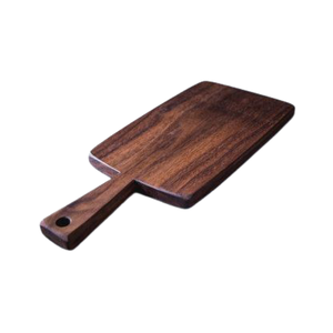 Planche à découper de ménage en bois de manguier naturel de forme ronde plate d'aspect antique Planche à fromage suspendue vierge en acier inoxydable - Product Image 4