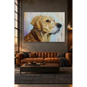 Profil du Golden Retriever Fida sur fond pastel, impression sur toile - Product Image 1