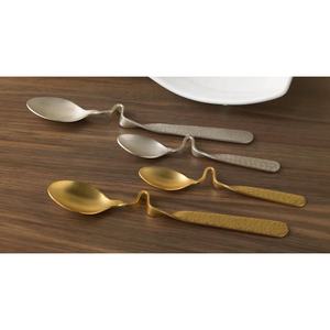 Ensemble de cuillères en acier inoxydable haut de gamme plaqué or et argent avec manche en zigzag épais et complet Simplicité pour salade et soupe - Product Image 1