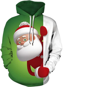 Sudadera CON CAPUCHA DE Navidad para hombre, estampado de moda, suelta, de manga larga, con capucha, sudadera iluminada, ropa de calle, alta visibilidad - Product Image 3