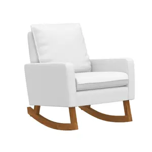 roman rocking chair made of solid teak wood frame with covered in foam and upholstery for indoor living room