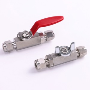 Raccordi a doppia puntale a compressione SS316 tipo corea 1000psi valvola a sfera esagonale 1/4 "(HBV1-H-4-(LB/BF)-S) due tipi di impugnatura - Product Image 4