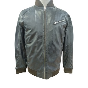 Custom High Quality Casual Fashion Satin Flight <b>Jacket</b> Genuine Leather Bomber Classic Stand Hood Breathable <b>Biker</b> Coated <b>Jacket</b> - Product Image 3