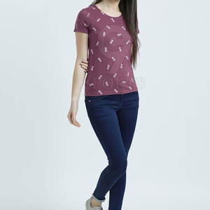 Camiseta estampada de cuello redondo de alta calidad para mujer, Material de algodón ecológico a la moda - Product Image 6