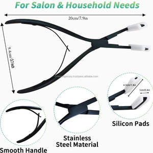 Herramientas de extensión de cabello profesional Cinta en alicates Herramientas de peinado de color negro Cinta en alicates de extensión de cabello Acero inoxidable - Product Image 3