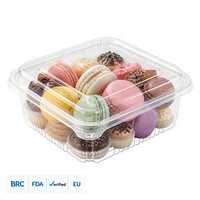 Boîte à pâtisserie en PET en gros, 500g, jetable, transparente, pour gâteaux et desserts, avec couvercle, qualité alimentaire, recyclable, emballage en vrac