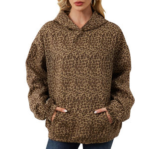 เสื้อฮู้ดดี้ลายเสือดาวแฟชั่นใหม่ปี 2026 ทรงโอเวอร์ไซส์สำหรับผู้หญิง พิมพ์โลโก้ตามสั่ง เสื้อฮู้ดดี้แบบสวมสำหรับผู้หญิง สไตล์สตรีทแวร์ - Product Image 1