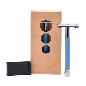 Rasoir de sécurité en acier inoxydable pour le rasage de la barbe et de la peau des hommes, réutilisable, écologique, portable, logo personnalisable - Product Image 2