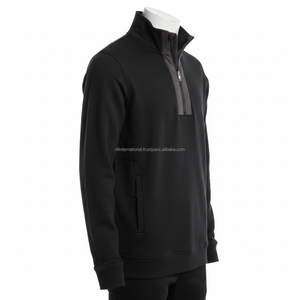 Sudadera con capucha de algodón sólido de 420GSM para hombre, con media cremallera, para golf y entrenamiento, venta al por mayor, OEM, sudaderas personalizadas - Product Image 3