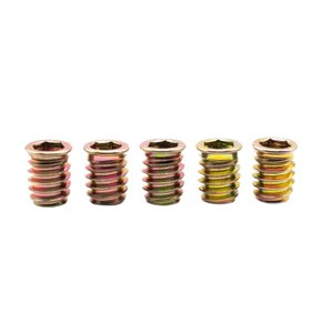 Écrou fileté en alliage de zinc M6 M8 pour meubles en bois zingué avec bride Inserts filetés de haute qualité - Product Image 1