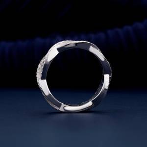 Anillo de Boda de Oro Blanco con Diamantes Cultivados en Laboratorio de 1.40mm, Estilo Celta, Diseño Infinito Trenzado, Engaste Pavé, Apilable, Certificado, Eternidad - Product Image 4