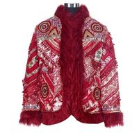 Belle veste de soirée courte style bohémien Banjara avec fausse fourrure
