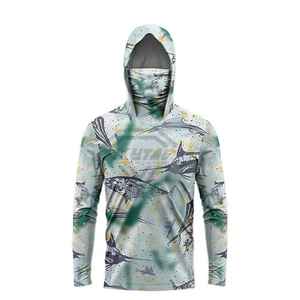 เสื้อฮู้ดปิดหน้ามีฮู้ดเสื้อเชิ้ตกันแดดแขนยาว Upf50ชุดกีฬามีฮู้ดสำหรับตกปลาบินบริการ OEM - Product Image 1