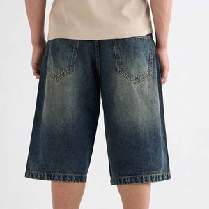Men's <b>Mid</b> Waist Denim Bermuda Shorts Solid Washed Vintage Style Elastic Waist Cotton Fabric Breathable Anti-Wrinkle Quick Dry - Product Image 2