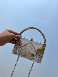 New Design resin metal <b>Mother</b> <b>of</b> <b>Pearl</b> Fashion Clutch Bag Ladies Evening Handbag for Bridal Events Available resin luxury clutch - Product Image 4