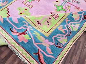 Alfombras de lana anudadas a mano de 8x10 antiguas, juegos de oración para el hogar rosa de alta calidad, juegos de alfombras tejidas de algodón de nuevo diseño - Product Image 2